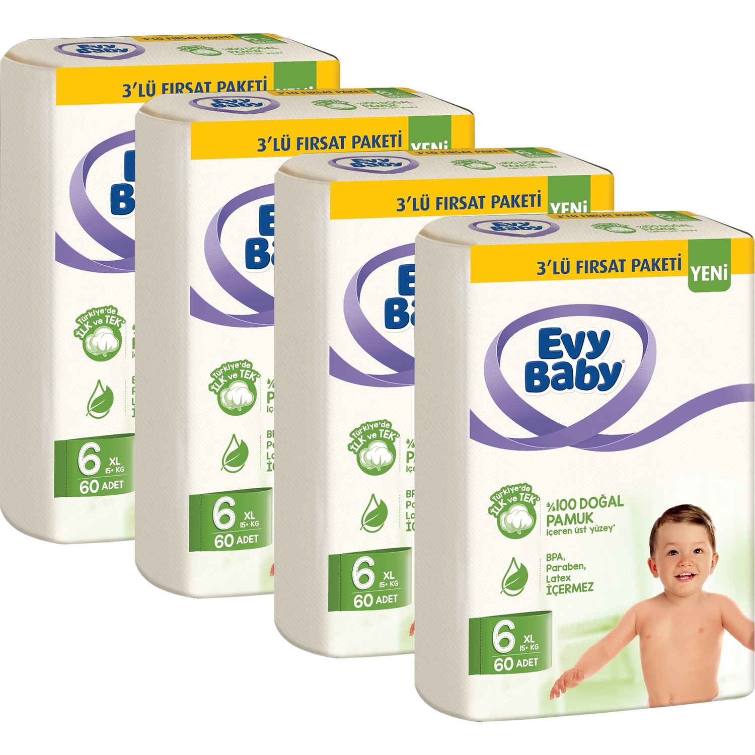 Evy Baby Bebek Bezi 6 Beden Xl 15+Kg Doğal Pamuklu 240