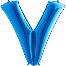 Partijet V Harf Grabo Mavi Folyo Balon 102 cm