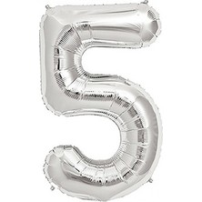 Partijet 5 Rakam Gümüş Folyo Balon 40 cm