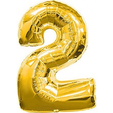 Partijet 2 Rakam Altın Folyo Balon 40 cm