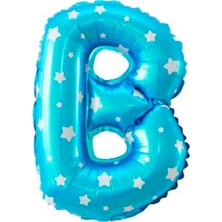 Event Party Store Folyo Balon B Harf Mavi Yıldızlı 40 cm