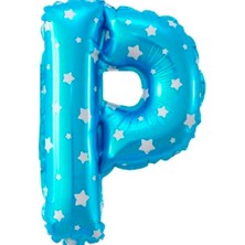 Event Party Store Folyo Balon P Harf Mavi Yıldızlı 40 cm