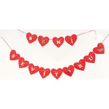 Event Party Store Seni Seviyorum Kalp Banner Kırmızı