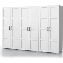 Dekorex MNT-611-BEYAZ -Altı Kapaklı Gardırop