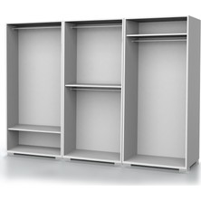 Dekorex MNT-611-BEYAZ -Altı Kapaklı Gardırop
