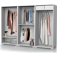 Dekorex MNT-611-BEYAZ -Altı Kapaklı Gardırop