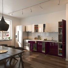 T Designo Hazar Mutfak Dolabı - Mürdüm ve Beyaz