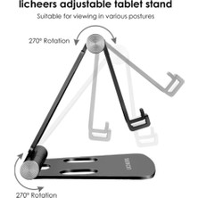 Wlue Masaüstü Metal Tablet ve Telefon Tutucu Stand Katlanabilir 270° Hareketli Gümüş