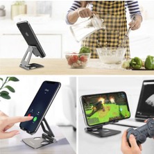 Wlue Masaüstü Metal Tablet ve Telefon Tutucu Stand Katlanabilir 270° Hareketli Gümüş