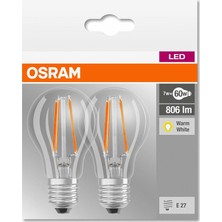 Osram Led Filament Ampul 7W Sarı Işık Normal Duy İkili Paket