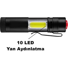Yopigo Ultra Güçlü LED El Feneri 2000 Lumen + 6W Cob LED Su Geçirmez Zoomlu 3 Modlu