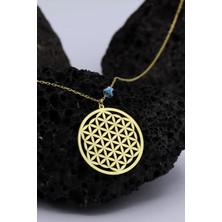 Akyüz Gümüş Yaşam Çiçeği Altın Yaldızlı Gümüş Kolye 190