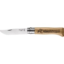 Opinel Inox No 8  Meşe Saplı Geyik Desenli Paslanmaz Çelik Çakı