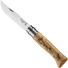 Opinel Inox No 8 Meşe Saplı Keçi Desenli Paslanmaz Çelik Çakı