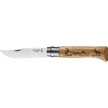 Opinel Inox No 8 Meşe Saplı Keçi Desenli Paslanmaz Çelik Çakı