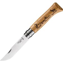 Opinel Inox No 8 Meşe Saplı Keçi Desenli Paslanmaz Çelik Çakı