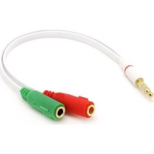 Boblov Mikrofon Kulaklık Ayırıcı 3.5Mm Stereo Dişi To 2X Stereo Erkek Kablo