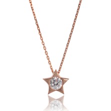 By Barun Tek Taş Yıldız Kolye - Rose