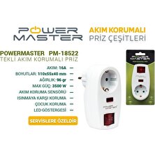 Powermaster PM-18522 16A-3500W Anahtarlı Akım Korumalı Priz