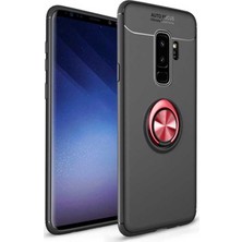 Tekno Grup Samsung Galaxy S9 Plus Kılıf Ultra Korumalı Yüzüklü Manyetik Ravel Silikon Siyah - Kırmızı