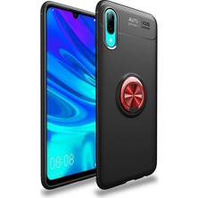 Tekno Grup Samsung Galaxy A10 Kılıf Ultra Korumalı Yüzüklü Manyetik Ravel Silikon Siyah - Kırmızı