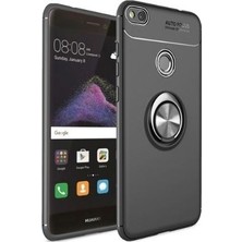 Tekno Grup Huawei P9 Lite 2017 Kılıf Ultra Korumalı Yüzüklü Manyetik Ravel Silikon Siyah