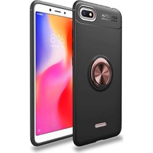 Tekno Grup Xiaomi Redmi 6A Kılıf Ultra Korumalı Yüzüklü Manyetik Ravel Silikon Siyah - Rose