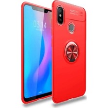 Tekno Grup Xiaomi Redmi Note 7 Kılıf Ultra Korumalı Yüzüklü Manyetik Ravel Silikon Kırmızı