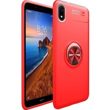 Tekno Grup Xiaomi Redmi 7A Kılıf Ultra Korumalı Yüzüklü Manyetik Ravel Silikon Kırmızı