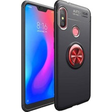 Tekno Grup Xiaomi Redmi Note 6 Pro Kılıf Ultra Korumalı Yüzüklü Manyetik Ravel Silikon Siyah - Kırmızı