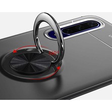 Tekno Grup Samsung Galaxy Note 9 Kılıf Ultra Korumalı Yüzüklü Manyetik Ravel Silikon Siyah - Mavi + Tam Kaplayan 3D Cam Ekran Koruyucu