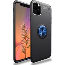 Tekno Grup Apple iPhone 11 Kılıf Ultra Korumalı Yüzüklü Manyetik Ravel Silikon Siyah - Mavi + Cam Ekran Koruyucu