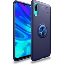 Tekno Grup Samsung Galaxy A10 Kılıf Ultra Korumalı Yüzüklü Manyetik Ravel Silikon Lacivert + Cam Ekran Koruyucu