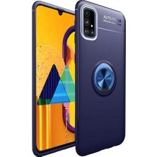 Tekno Grup Samsung Galaxy A71 Kılıf Ultra Korumalı Yüzüklü Manyetik Ravel Silikon Lacivert + Cam Ekran Koruyucu