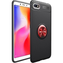 Tekno Grup Huawei Y5 2018 Kılıf Ultra Korumalı Yüzüklü Manyetik Ravel Silikon Siyah - Kırmızı + Cam Ekran Koruyucu