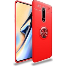 Tekno Grup Xiaomi Redmi 8 Kılıf Ultra Korumalı Yüzüklü Manyetik Ravel Silikon Kırmızı + Cam Ekran Koruyucu