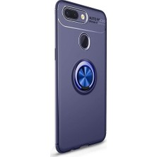 Tekno Grup Xiaomi Mi 8 Lite Kılıf Ultra Korumalı Yüzüklü Manyetik Ravel Silikon Lacivert + Cam Ekran Koruyucu