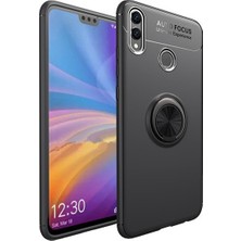 Tekno Grup Honor 8C Kılıf Ultra Korumalı Yüzüklü Manyetik Ravel Silikon Siyah + Nano Ekran Koruyucu