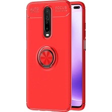 Tekno Grup Xiaomi Redmi K30 Kılıf Ultra Korumalı Yüzüklü Manyetik Ravel Silikon Kırmızı + Nano Ekran Koruyucu