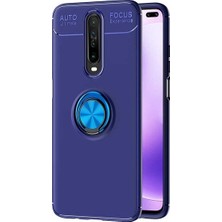 Tekno Grup Xiaomi Redmi K30 Kılıf Ultra Korumalı Yüzüklü Manyetik Ravel Silikon Lacivert + Nano Ekran Koruyucu