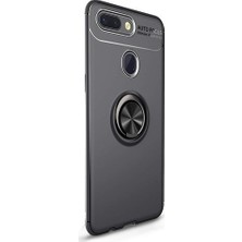 Tekno Grup Xiaomi Mi 8 Lite Kılıf Ultra Korumalı Yüzüklü Manyetik Ravel Silikon Siyah + Nano Ekran Koruyucu