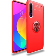 Tekno Grup Huawei P Smart Pro 2019 Kılıf Ultra Korumalı Yüzüklü Manyetik Ravel Silikon Kırmızı + Tam Kaplayan 5D Cam Ekran Koruyucu