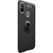 Tekno Grup Xiaomi Mi A2/6X Kılıf Ultra Korumalı Yüzüklü Manyetik Ravel Silikon Siyah + Tam Kaplayan 5D Cam Ekran Koruyucu