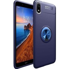 Tekno Grup Xiaomi Redmi 7A Kılıf Ultra Korumalı Yüzüklü Manyetik Ravel Silikon Lacivert + Tam Kaplayan 6D Nano Ekran Koruyucu