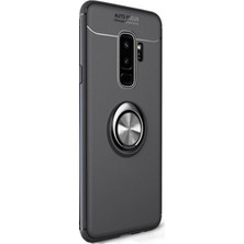 Tekno Grup Samsung Galaxy S9 Kılıf Ultra Korumalı Yüzüklü Manyetik Ravel Silikon Siyah + Full Body Ekran Koruyucu