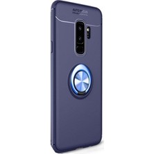 Tekno Grup Samsung Galaxy S9 Kılıf Ultra Korumalı Yüzüklü Manyetik Ravel Silikon Lacivert + Full Body Ekran Koruyucu