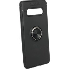 Tekno Grup Samsung Galaxy S10 Kılıf Ultra Korumalı Yüzüklü Manyetik Ravel Silikon Siyah + Full Body 360 Ekran Koruyucu  Ön Arka