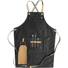 Medusa Forma Askılı Önlük Master Şef - Barista - Aşçı - Kuaför - Tattoo - Mutfak - Chef Garson Önlüğü Siyah