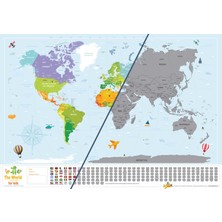 Scratch Map Kids Eyaletli Kazınabilir Eğitici Öğretici Çocuk Dünya Haritası En Büyük Boy 70 × 100 cm