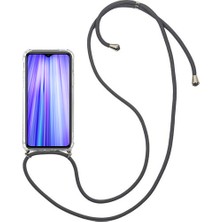 Case 4U Xiaomi Redmi Note 8 Kılıf Boyuna Askılı İpli Silikon Arka Kapak Siyah